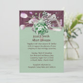 ウッドグリーンバラリボンロマンチックな結婚式の招待 招待状 (スタンド正面)