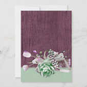 ウッドグリーンバラリボンロマンチックな結婚式の招待 招待状 (裏面)