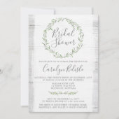 ウッドグリーン素朴リースブライダルシャワー招待 招待状 (正面)