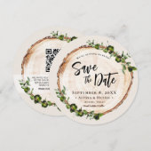 ウッドグリーン フォリアジ ハンドレタリング QRコード ウェディング 招待状 (正面/裏面)