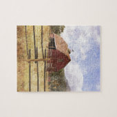 ウッドグレインウエスタンカントリー初期のファームレッドバーン ジグソーパズル (横)