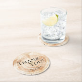 ウッドグレインサンキューユー素朴結婚式の引き出物 ラウンドペーパーコースター (インサイチュ)