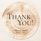 ウッドグレインサンキューユー素朴結婚式の引き出物 ラウンドペーパーコースター (正面)