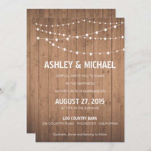 ウッドグレインスイート結婚式招待状バーンスタイル 招待状 (正面/裏面)