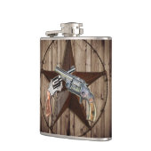 ウッドグレインテキサス州スターカウボーイ西カントリーピストル フラスク (左)