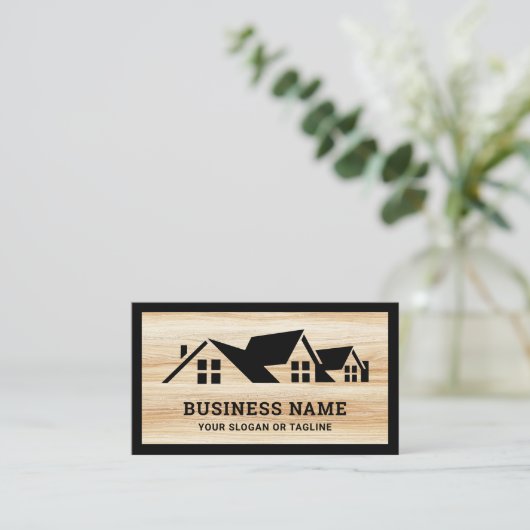 ウッドグレインブラックハウスルーフィング建築屋上 名刺 (スタンド正面)