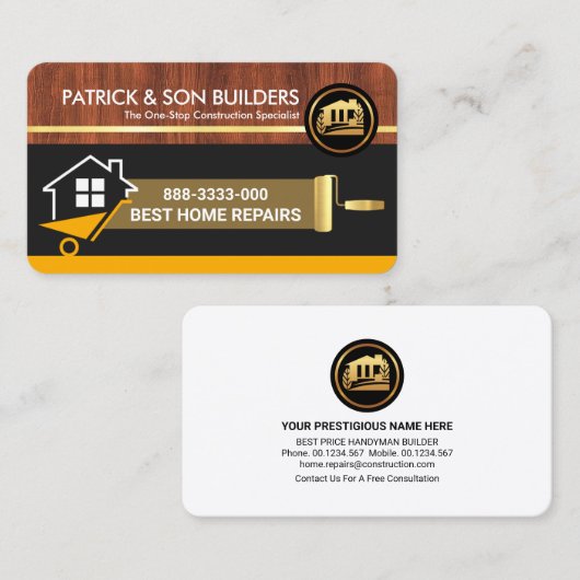 ウッドグレインホームホイールバロー建築 名刺 (正面/裏面)