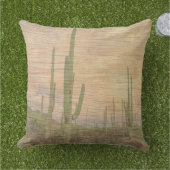 ウッドグレイン写真画像の砂漠サボテン植物 アウトドアクッション (芝生)