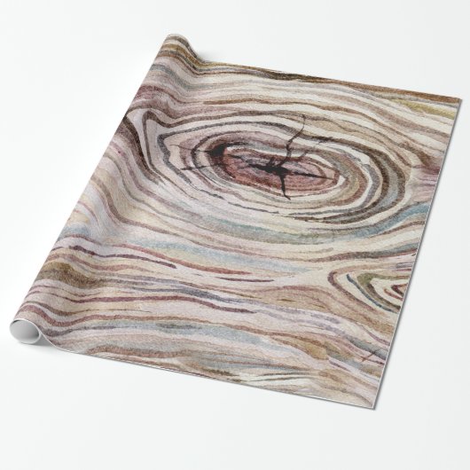 ウッドグレイン素朴ウォーターカラーカントリーシック ラッピングペーパー (アンロールド)