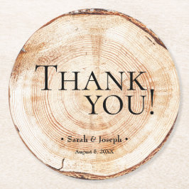 ウッドグレイン素朴サンキュー結婚ズ ラウンドペーパーコースター