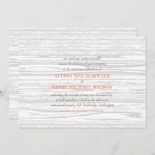 ウッドグレイン結婚式招待状 招待状 (正面/裏面)