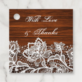 ウッドグレイン&手の込んだフローラレース結婚ズ フェイバータグ