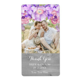 ウッドグレー薄紫紫フローラ写真結婚のラベル ラベル