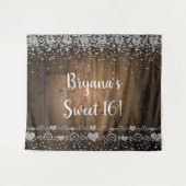 ウッドグ素朴ラムダイヤモンドグリッターパーティー背景 タペストリー (正面(横))