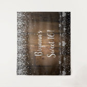 ウッドグ素朴ラムダイヤモンドグリッターパーティー背景 タペストリー (正面)