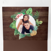 ウッドグ素朴リーンパーム離れリース写真結婚s 三つ折り招待状 (内部最初)