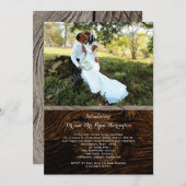 ウッドグ素朴レインプライベ結婚ートの写真招待状 招待状 (正面/裏面)