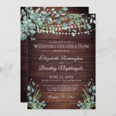 ウッドグ素朴レネリーライト結婚ズお祝い 招待状 (正面/裏面)