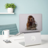 ウッドコック付きアイリッシュセッター シール (デスク上のノートパソコン)