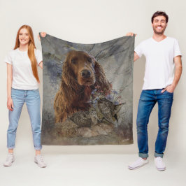 ウッドコック付きアイリッシュセッター フリースブランケット