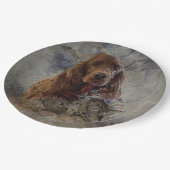 ウッドコック付きアイリッシュセッター ペーパープレート (アングル)