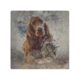 ウッドコック付きアイリッシュセッター メタルプリント