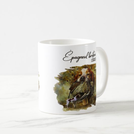ウッドコック狩りウィズブリタニースパニエル犬 コーヒーマグカップ (正面右)