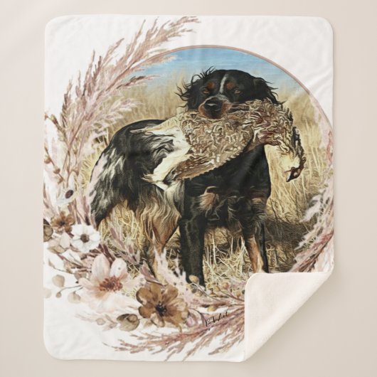 ウッドコック狩りウィズブリタニースパニエル犬 シェルパブランケット (正面)