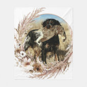 ウッドコック狩りウィズブリタニースパニエル犬 フリースブランケット (正面)