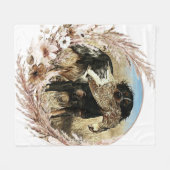 ウッドコック狩りウィズブリタニースパニエル犬 フリースブランケット (正面(横))