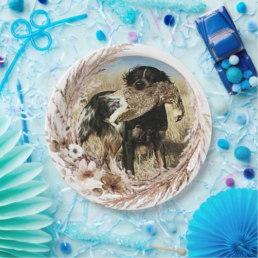 ウッドコック狩りウィズブリタニースパニエル犬 ペーパープレート (パーティー)