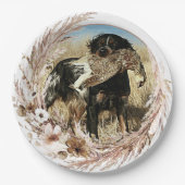 ウッドコック狩りウィズブリタニースパニエル犬 ペーパープレート (正面)