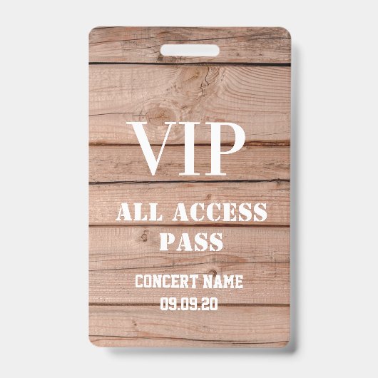 ウッドコンユニークサー素朴トオールアクセスパスVip バッジ (正面)