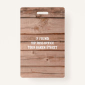 ウッドコンユニークサー素朴トオールアクセスパスVip バッジ (裏面)