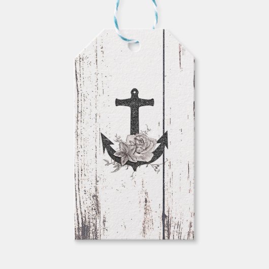 ウッドコースト素朴ビーチいかりヴィンテージフローラ ギフトタグ (正面)