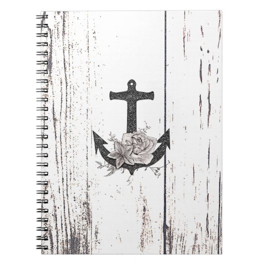 ウッドコースト素朴ビーチいかりヴィンテージフローラ ノートブック (正面)