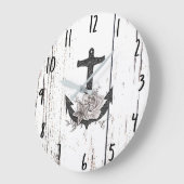 ウッドコースト素朴ビーチいかりヴィンテージフローラ ラージ壁時計 (傾斜)