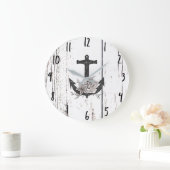 ウッドコースト素朴ビーチいかりヴィンテージフローラ ラージ壁時計 (ホーム)