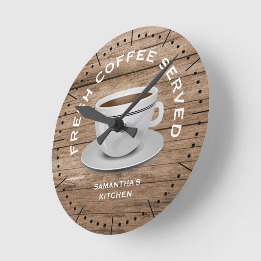 ウッドコ素朴ーヒーテーマファームハウスキッチン ラウンド壁時計 (傾斜)