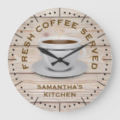 ウッドコ素朴ーヒーテーマファームハウスネームキッチン ラージ壁時計 (正面)