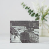 ウッドサイド駅、列車付きロングアイランド ポストカード (スタンド正面)