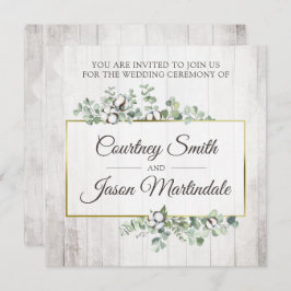 ウッドサウ素朴ザンコットンボタニカル結婚ズ 招待状