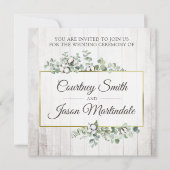 ウッドサウ素朴ザンコットンボタニカル結婚ズ 招待状 (正面)