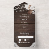 ウッドサマー素朴ボホトロピカルフラワースクリプト オールインワン招待状 (内側)