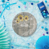 ウッドサンフラワーズレースストリングライトウェディングシャワー ペーパープレート (パーティー)