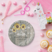 ウッドサンフラワーズレースストリングライトウェディングシャワー ペーパープレート (パーティー)