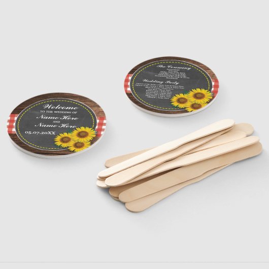 ウッドサンフラワーチョーク結婚式 プログラムハンドファン ハンドファン (組立なし)