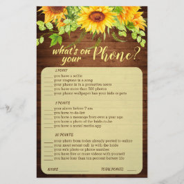 ウッドサンフラワーブロッサムグリーンブライダルシャワーゲーム