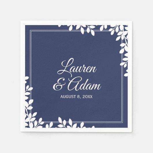 ウッドシカクテルナプキンス | リーフフレーム(真夜中) DK スタンダードカクテルナプキン (正面)