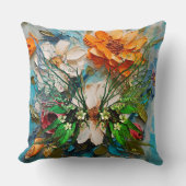 ウッドシバタフライ&フラワーカラフルズ装飾用クッション クッション (正面)